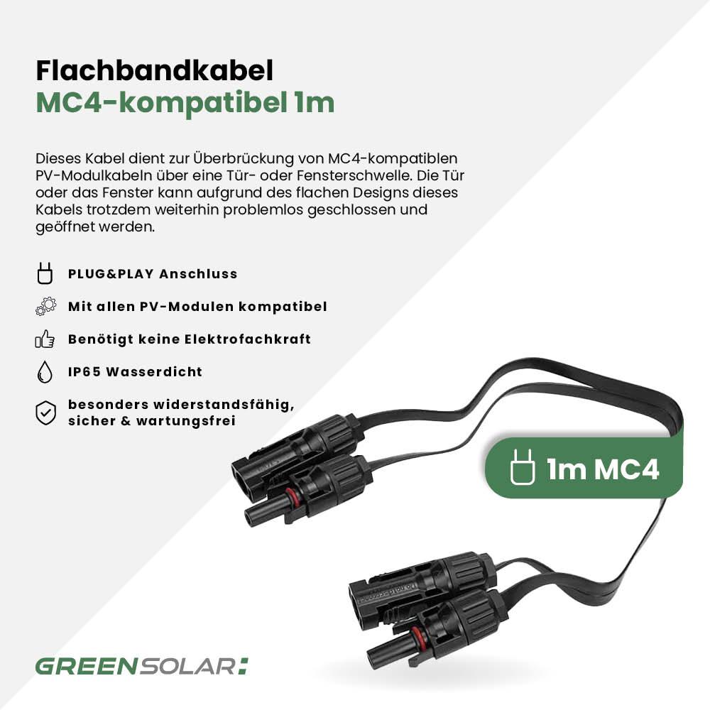 Flachbandkabel MC4-kompatibel 1m