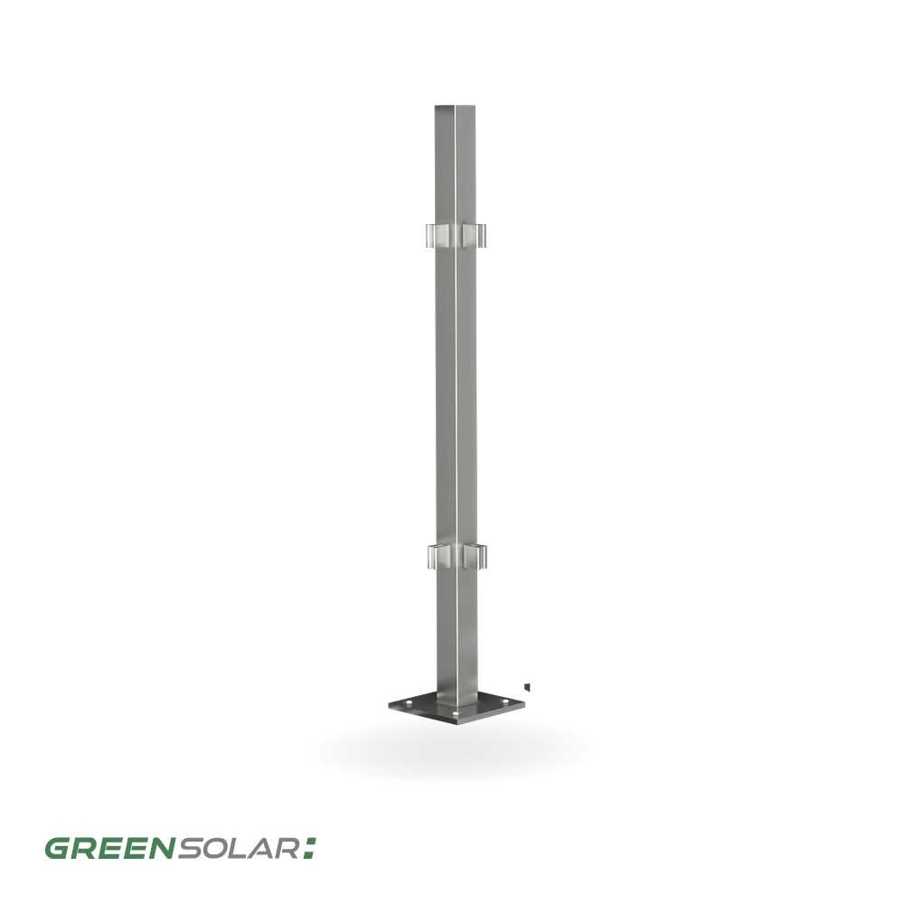 Ecksteher aus Edelstahl inkl. Montagematerial für Solarzaun „premium line“ (Quermontage)