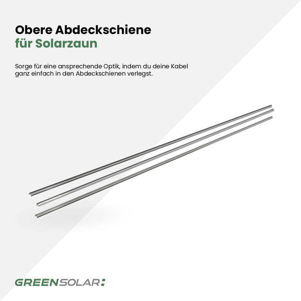 Obere Abdeckschiene aus Edelstahl inkl. Montagematerial für Solarzaun „premium line“ (Quermontage)