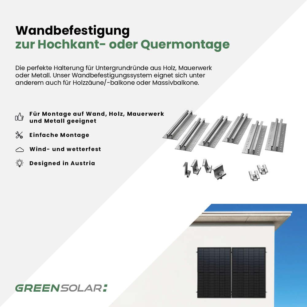 Wandbefestigung für 2 Module zur Hochkant- oder Quermontage