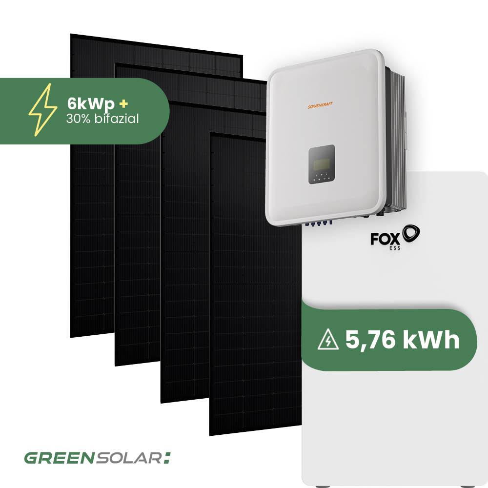 Solaranlage 6kWp mit Speicher 5,76 kWh ohne Halterung