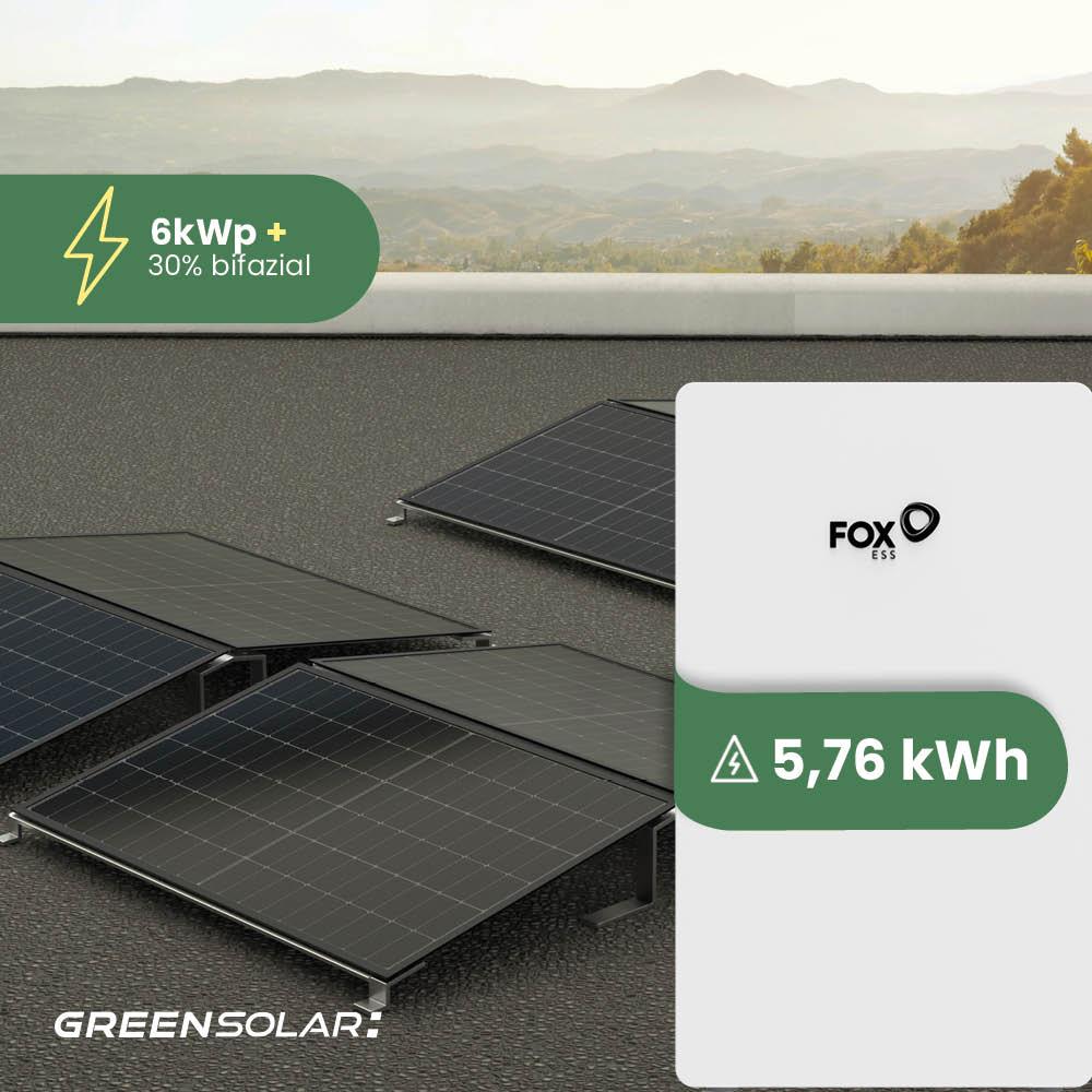 Solaranlage Flachdach 6kWp mit Speicher 5,76 kWh