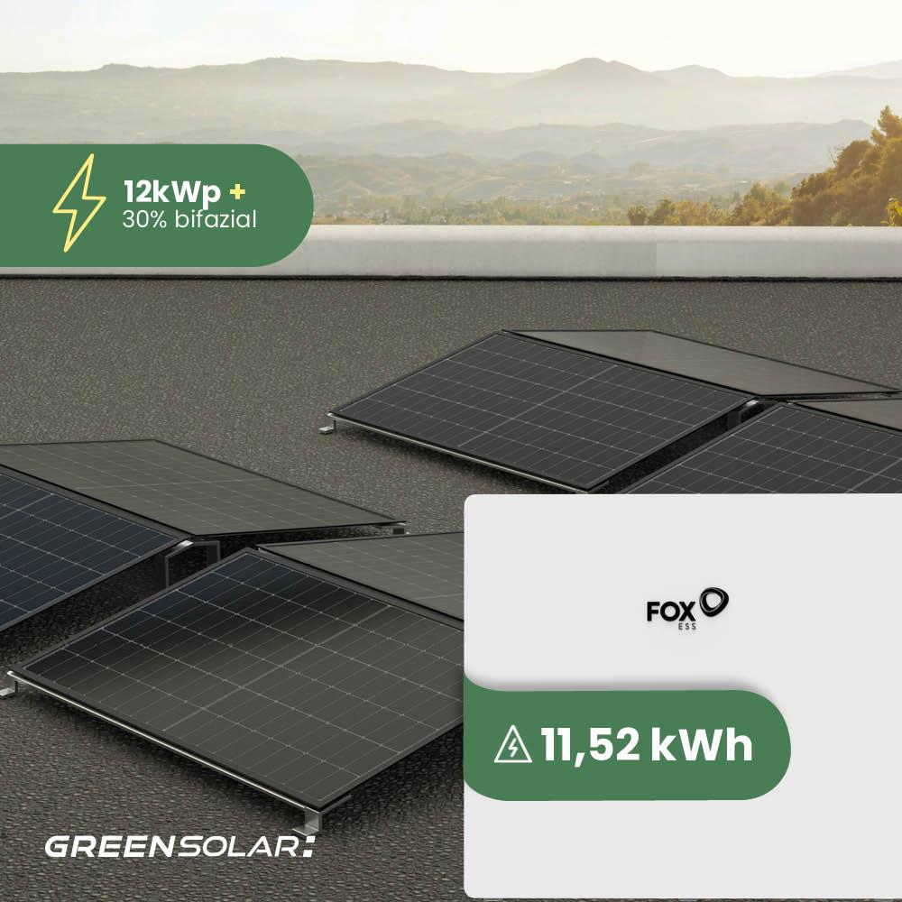 Solaranlage Flachdach 12kWp mit Speicher 11,52 kWh