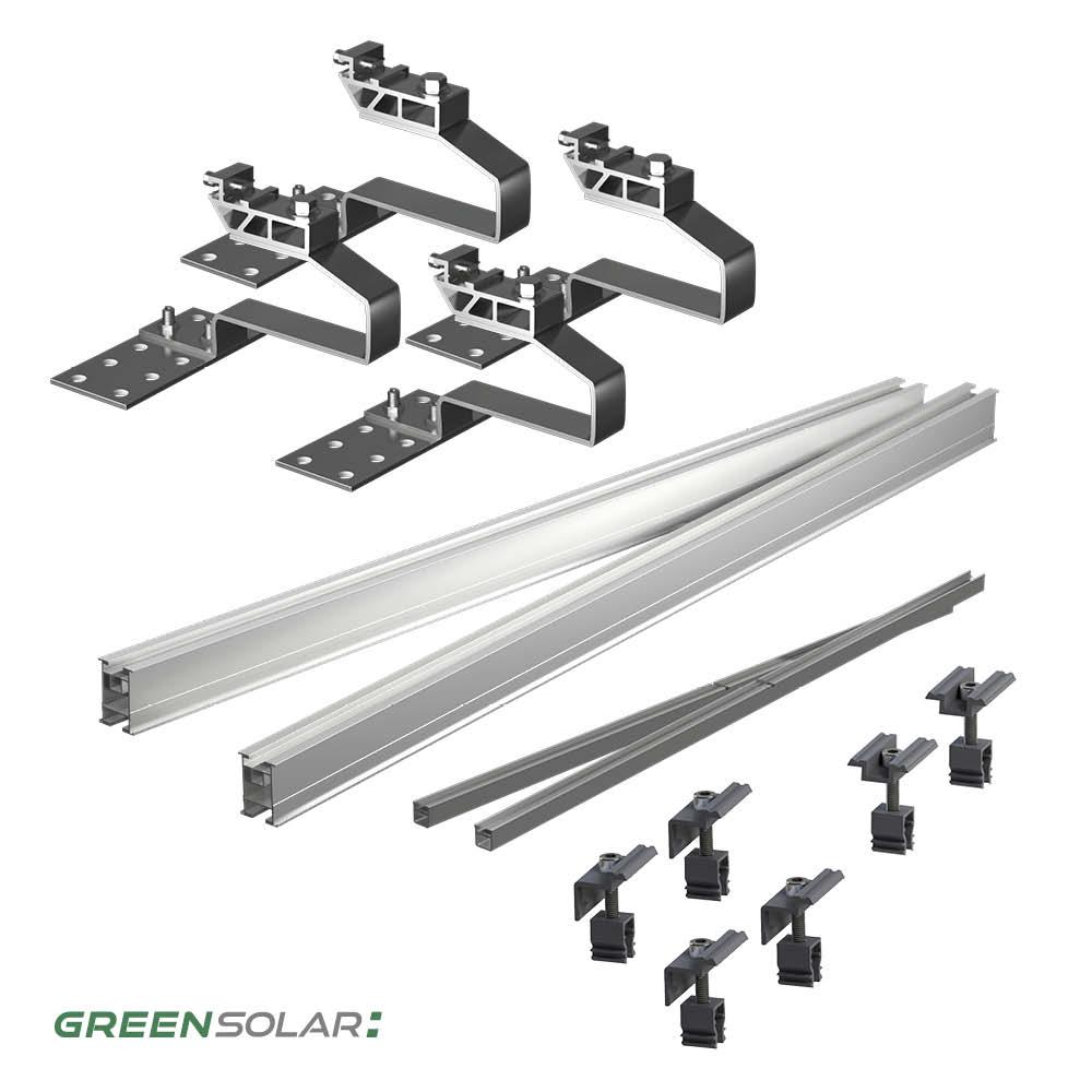 Ziegeldachbefestigung 2 x Grundset und 2 x Erweiterung für insgesamt 4 Module