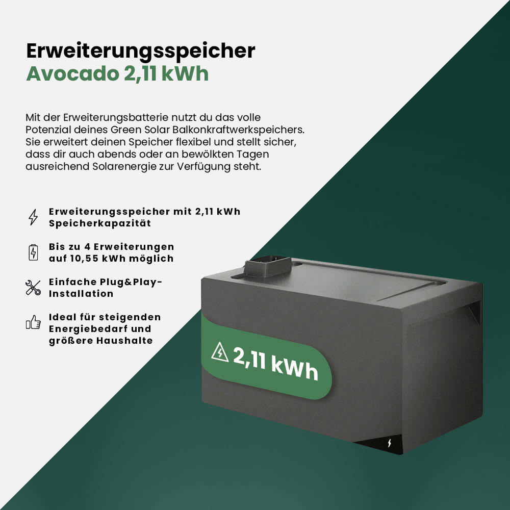Erweiterung für Balkonkraftwerk-Speicher Avocado 2,11 kWh