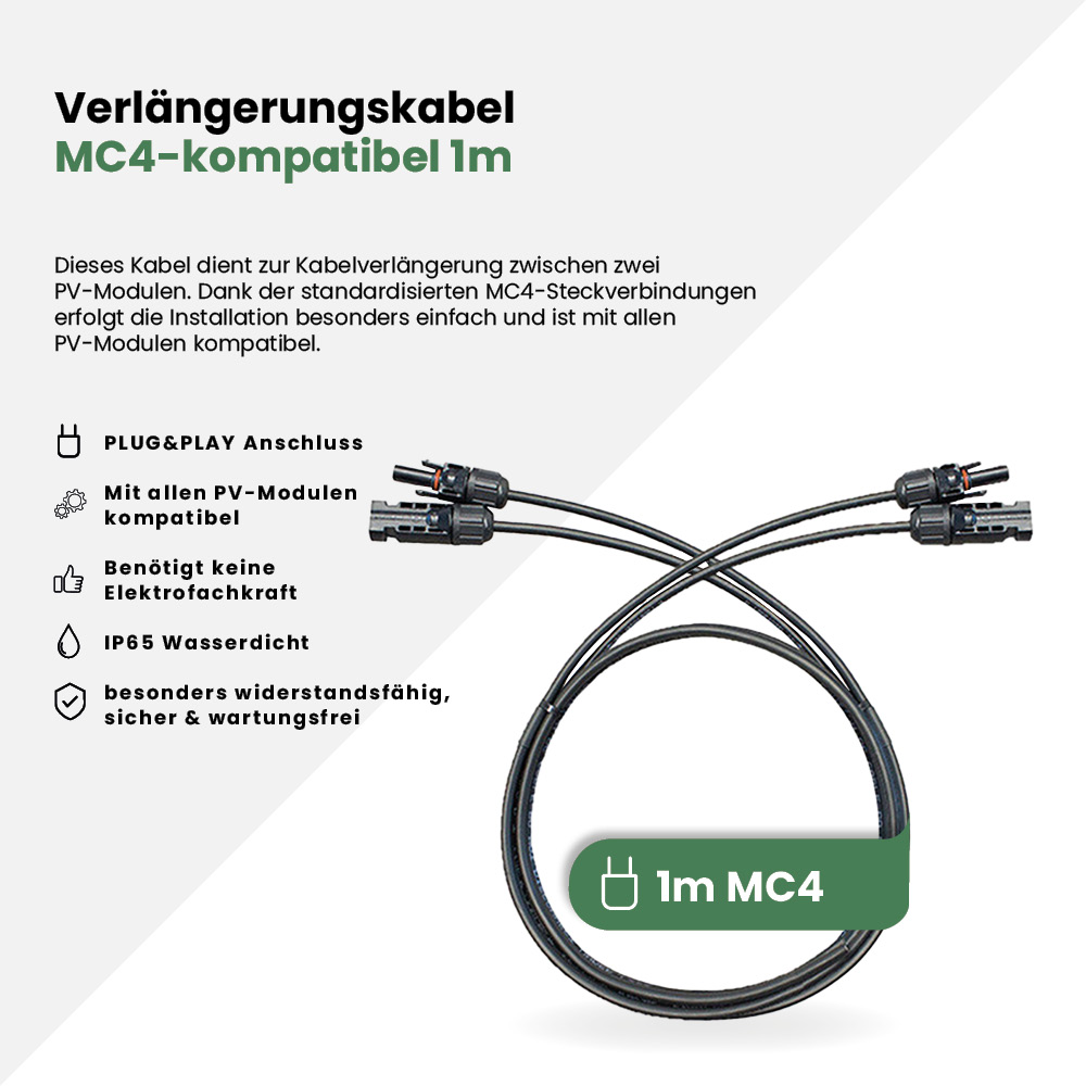 Verlängerungskabel MC4-kompatibel 1m